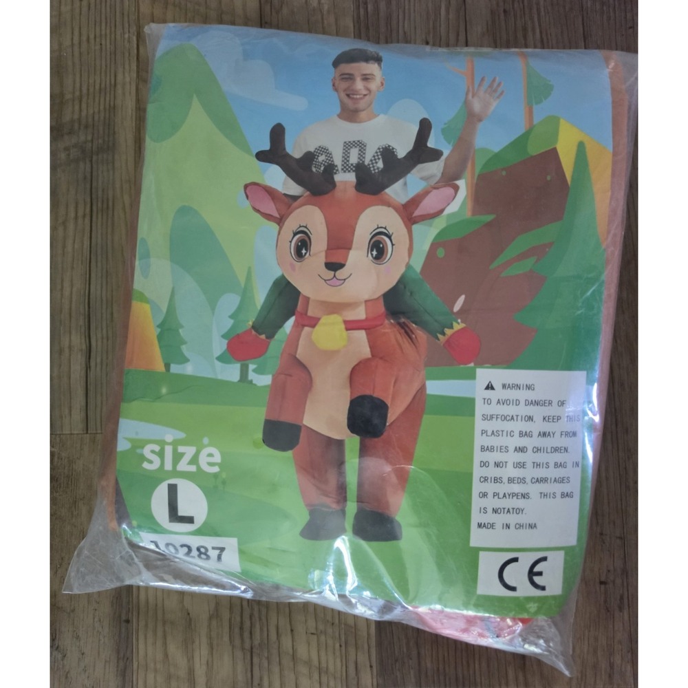 Halloween ChristmasCostume Reindeer Ride On Adult Size  Carry Me Mascot Dress Up